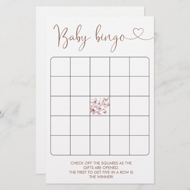 Bingo Baby shower fille papillon
