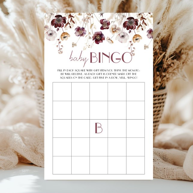 Bingo Baby Shower Fleurs Sauvages Bourgeons (Créateur téléchargé)