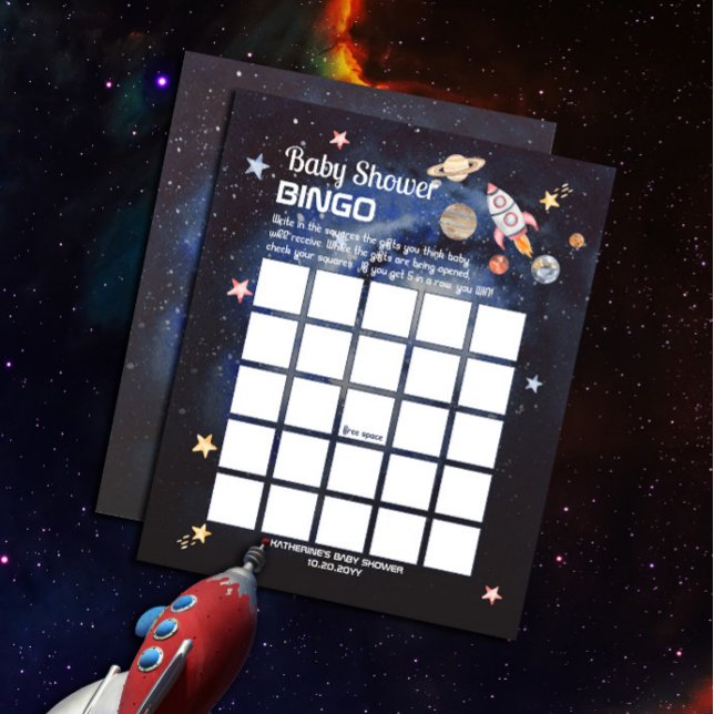 Bingo Baby Shower Fusée Planètes Espace Garçon (Créateur téléchargé)