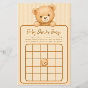 Bingo Baby Shower Ourson avec Rayures Marron