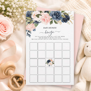 Bingo Baby Shower Rose Navy Floral en Cascade