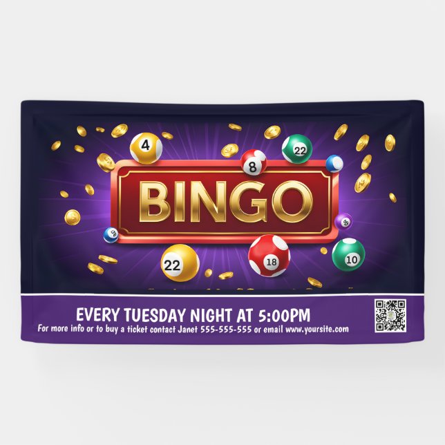 Bingo Bannière de nuit PTO PTA Eglise Bannière (Horizontal)