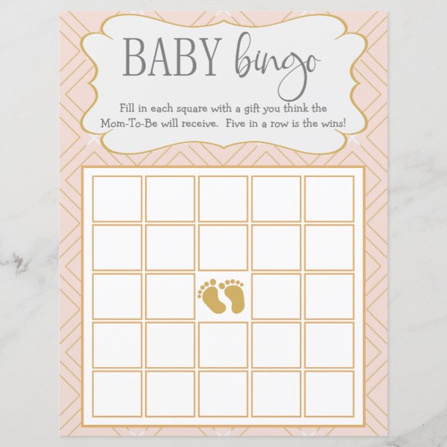 Bingo Bébé Géométrique Pastel Peach et Or (Devant)