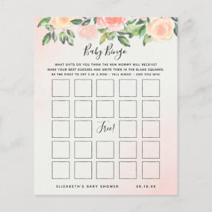 Bingo Bébé   Jeu de Baby Shower Floral