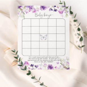 Bingo bébé papillon fleuri en argent violet
