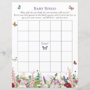 Bingo bébé Pink Purple Floral & Papillons Jeu
