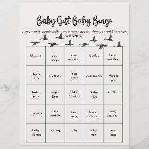 Bingo bébé pour canard baby shower à thème