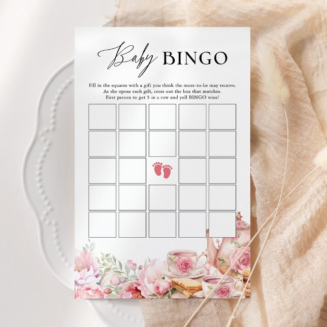 Bingo Bingo Blush Rose Floral Tea Baby shower Jeu (Créateur téléchargé)