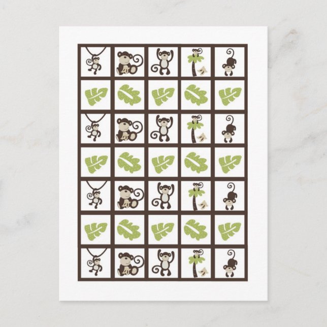 Bingo Cartes Marqueurs Monkey Heure Zoo Animal (Devant)