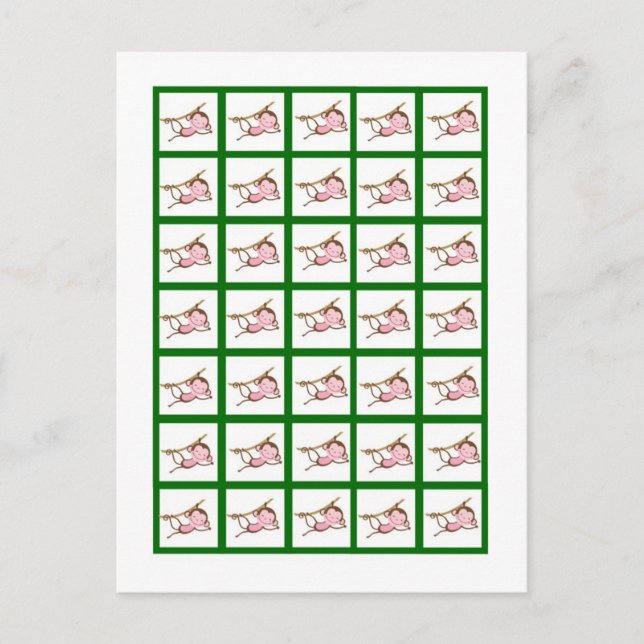 Bingo Cartes Marqueurs Singe Swing Jungle Safari Z (Devant)