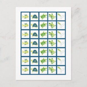 Bingo Cartes Marqueurs Turtle Reef Ocean Turtle