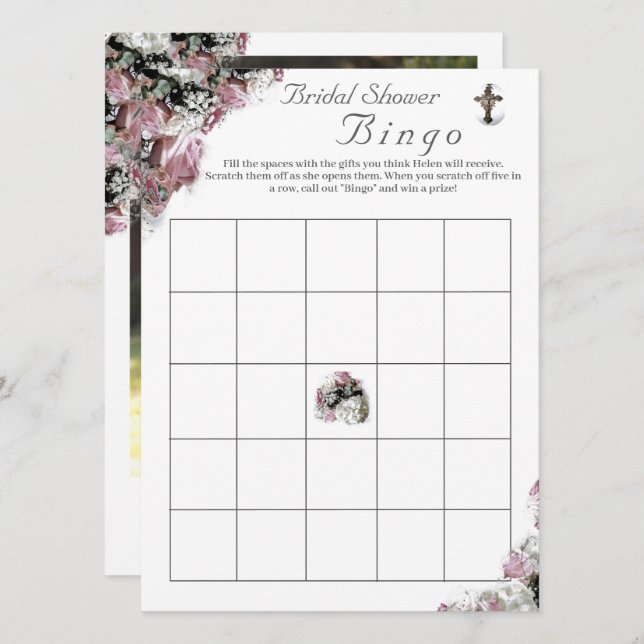 Bingo Catholique Fête des mariées Jeu & Photo (Devant / Derrière)