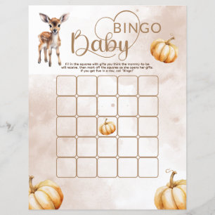 Bingo Citrouille Woodland Animaux Baby shower Jeu
