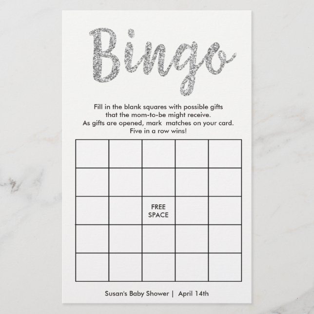 Bingo-Contenu de votre Sac, Carte Argent 2 Faces (Devant)