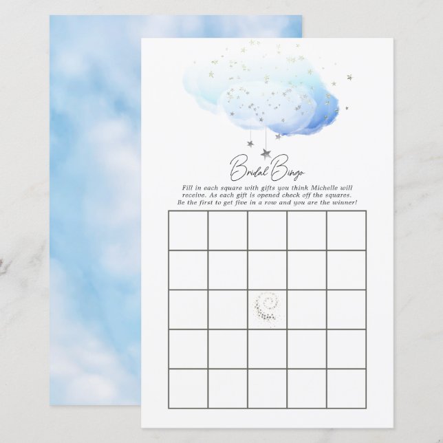Bingo de Baby Shower aquarelle Cloud 9 (Devant / Derrière)
