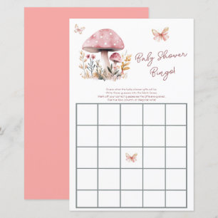 Bingo de Baby Shower Bois de Champignon Rose
