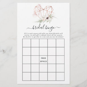 Bingo de Baby Shower de Mariée Géométrique Eucalyp
