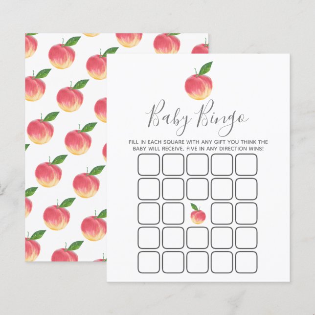 Bingo de Baby shower de petite pêche douce (Devant / Derrière)