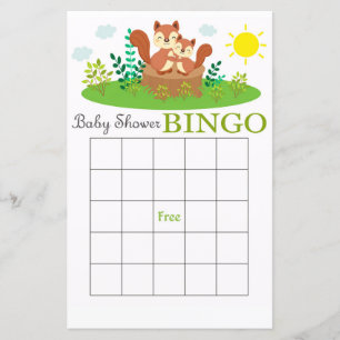 Bingo de baby shower d'écureuil de forêt