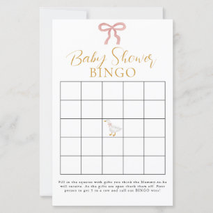 Bingo de Baby Shower Rose et Gingham avec une Oie