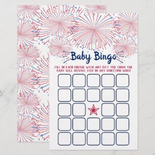Bingo de Baby shower rouge, blanc et bleu 4 juille