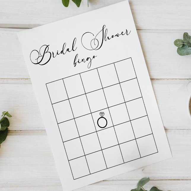 Bingo de Fête de Mariage Moderne Simple Noir (Créateur téléchargé)