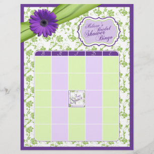 Bingo de Fête des mariées florale violet Daisy ver