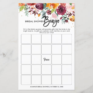 Bingo de la Fête des mariées florale de Bourgogne