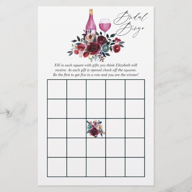 Bingo de l'enterrement de vie de jeune fille Dégus (Devant)