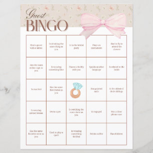 Bingo des invitées à la fête de mariage