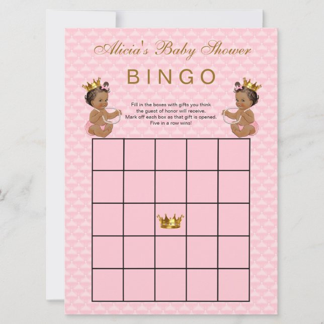 Bingo du Baby shower de Princess Ethnic (Devant)