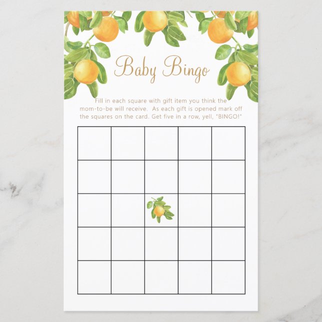 Bingo Fête de Bébé Fleur d'Oranger Amusant (Devant)