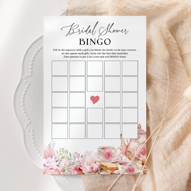 Bingo nuptiale Blush rose floral jeu de douche à t (Créateur téléchargé)