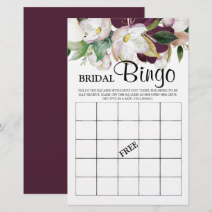 Bingo nuptiale burgundy floral jeu nuptial