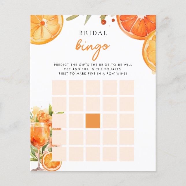 Bingo nuptiale Citrus Aperol jeu de Fête des marié (Devant)