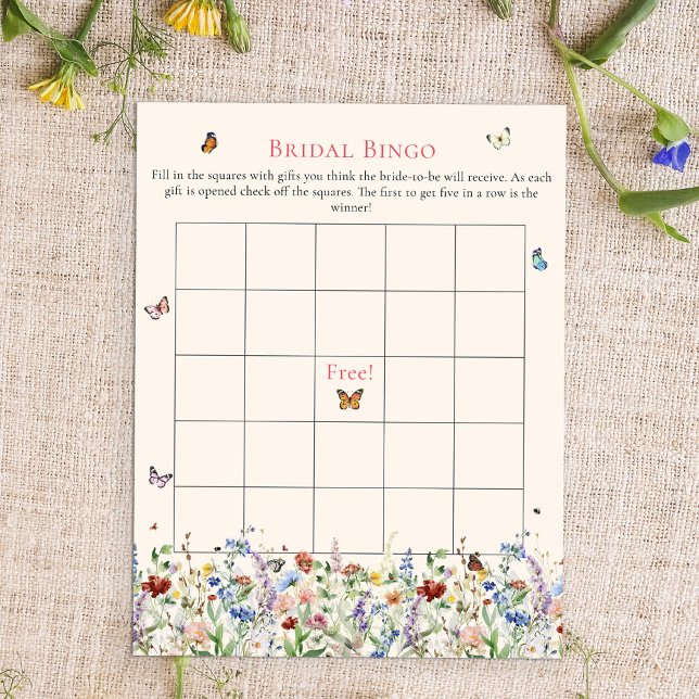 Bingo nuptiale | Fleurs sauvages et papillons de B (Créateur téléchargé)