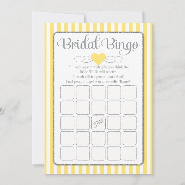 Bingo nuptiale Jeu de Fête des mariées gris jaune (Devant)