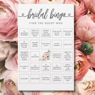 Bingo nuptiale Trouvez le jeu de Fête des mariées 