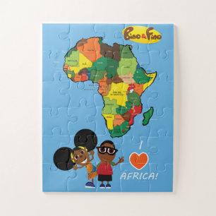 Bino et Fino J'aime l'Afrique Jigsaw Puzzle Blue