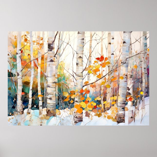 Birch Forest Landscape Home Decor Poster (Devant)