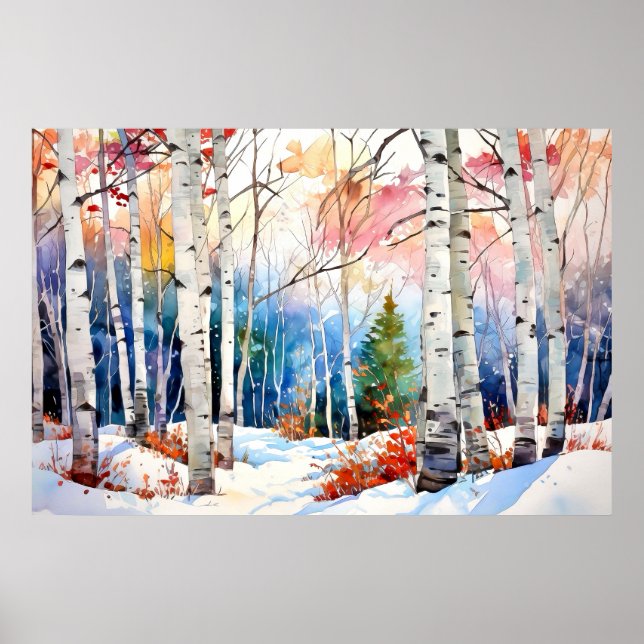 Birch Forest Landscape Poster (Devant)