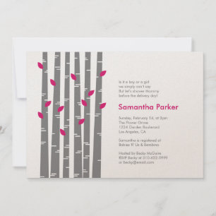 Birch moderne - Invitation Baby shower Fuchsia