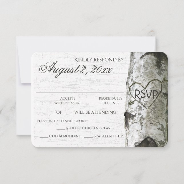 Birch Tree avec Coeur sculpté RSVP (Devant)