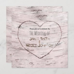 Birch Tree & Carved Heart Wedt Invitations
