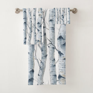 Birch Tree motif gris blanc