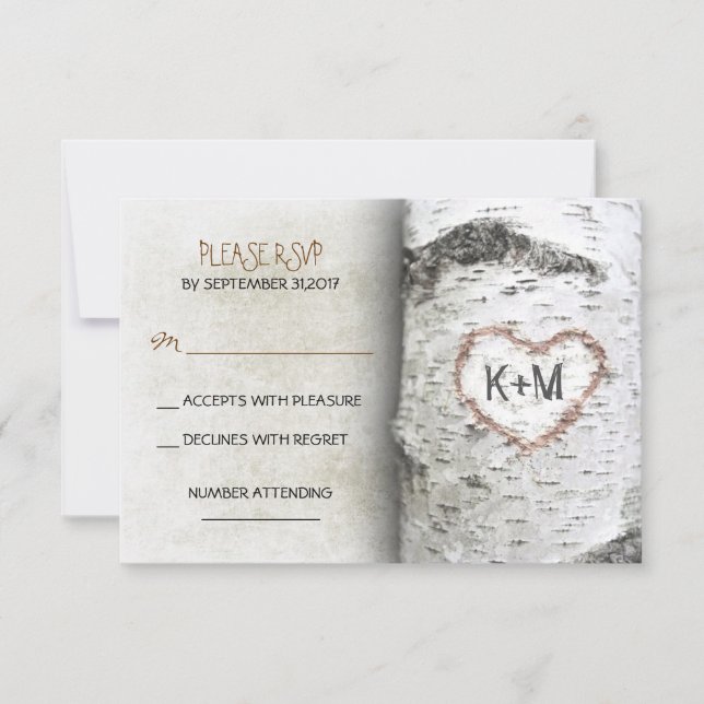 Birch Tree Rustic Wedding Cartes RSVP (Devant)