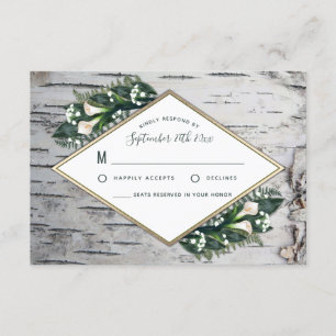 Birch Tree Rustic Woodland Wedding Cartes RSVP