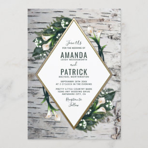 Birch Tree Rustique Calla Lily Mariage Invitations