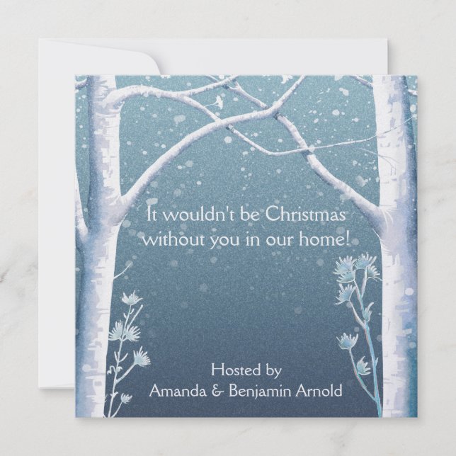 Birch Trees Snow Holiday Invitation (Devant)