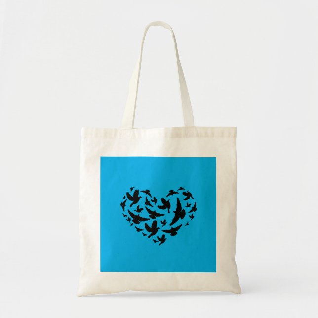 Bird blue and black tote bag personalise (Devant)